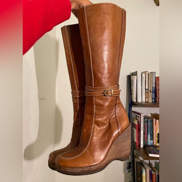 Women’s Schutz  retro leather wedge boots. Size 6. GUC. - Picture 4 of 16